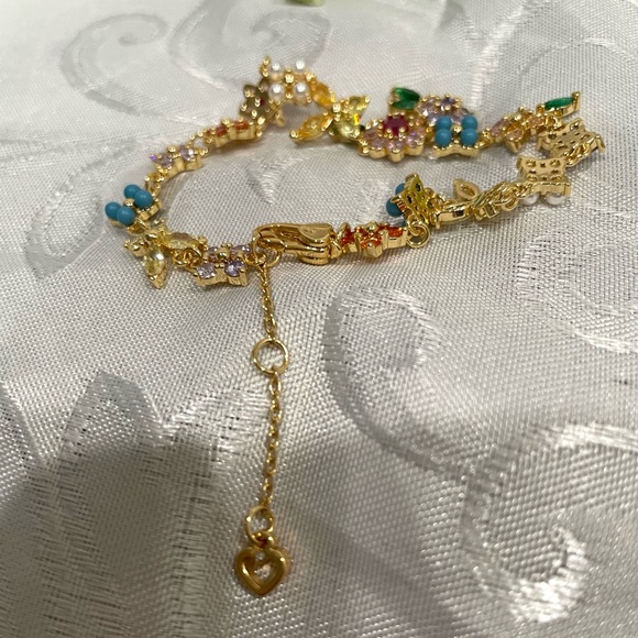 Kate Spade Gold-Tone Multicolor Floral Bracelet with Stones.New - Picture 3 of 8